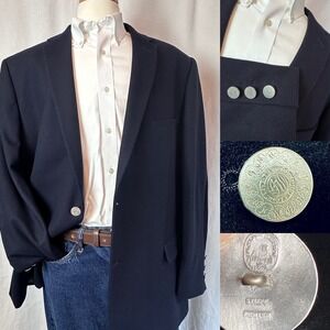 Pierre Laurant Blazer Rare‎ George Washington Pewter Buttons Navy Blue 50L